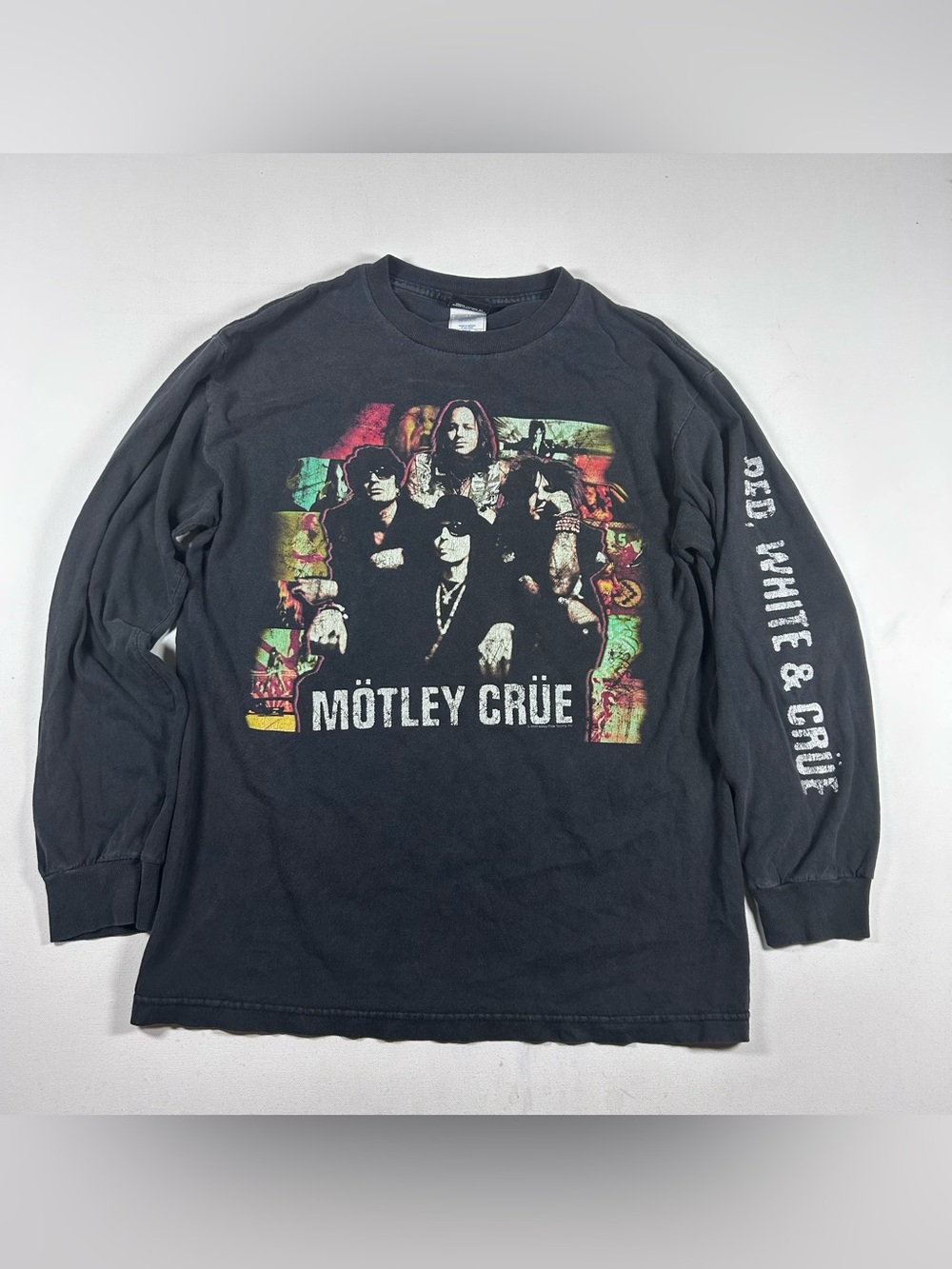 Motley Crue Red White Crue Long Sleeve Shirt Mens M Winterland Tag Vintage 2000s
